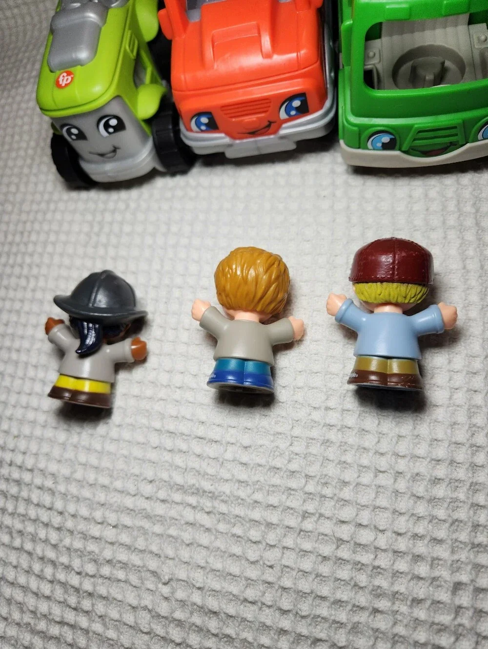 Fisher-Price Green, Orange & Lime Toy Truck Trio with 3 Figures